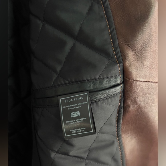 Boda Skins Men’s Brown Leather Moto Jacket - Picture 3 of 10